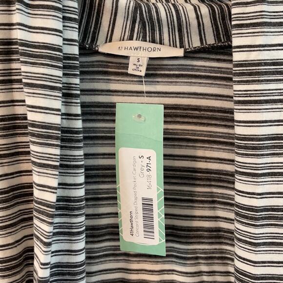 41 HAWTHORN Cardigan Concord Striped Draped Pocket Casual Comfy Size Small NWT - Picture 5 of 11